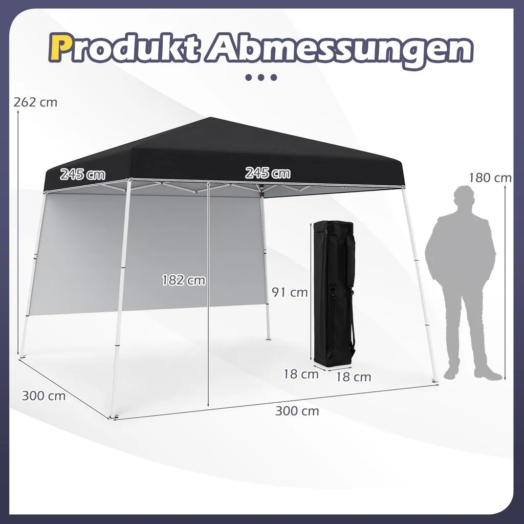 Tonnelle pliante 3x3m imperméable noire pour jardin et terrasse chic
