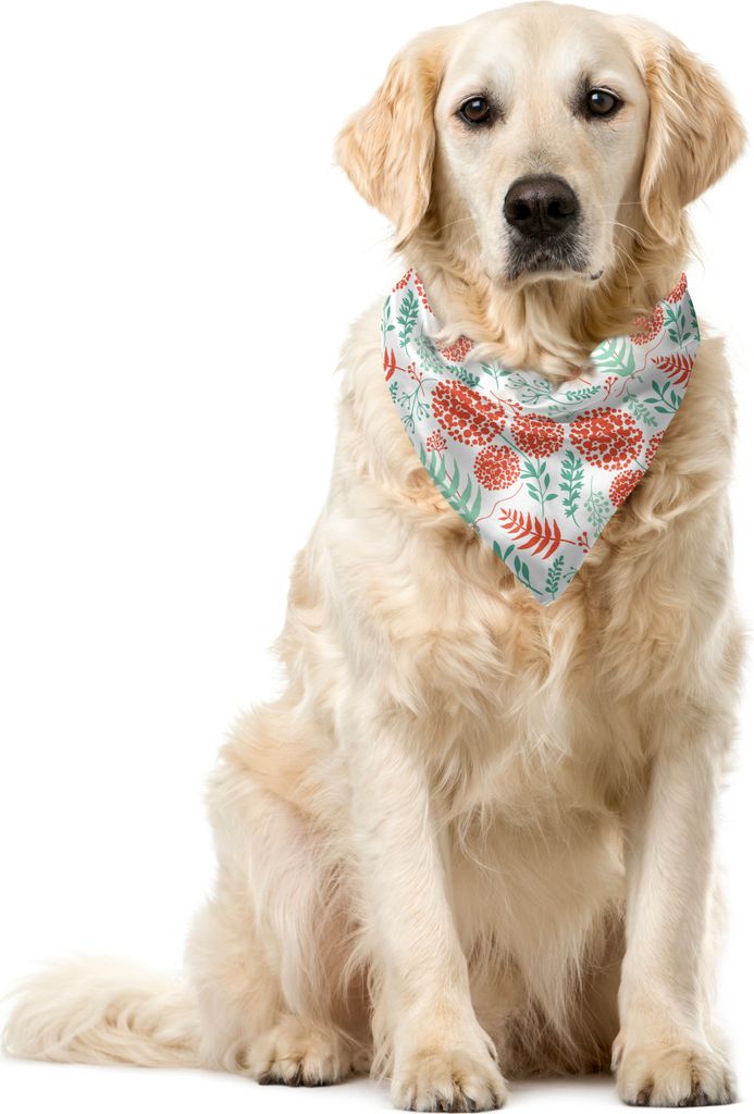 ABAKUHAUS Botanisch Haustier Bandana, Frühling Botanik Landschaft, 40x40 cm, Dark Salmon Grün