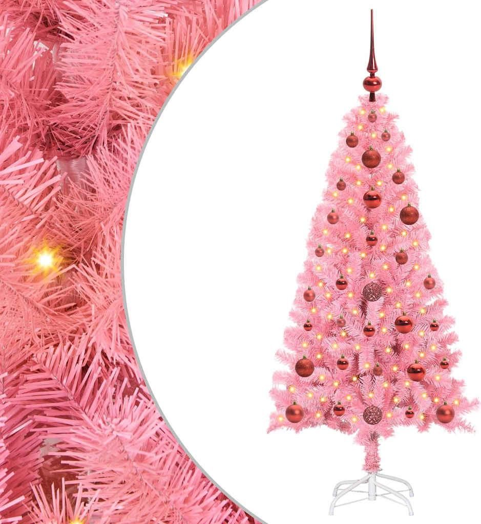 vidaXL Weihnachtsbaum mit 150 LEDs mit Ständer Rosa 120 cm PVC