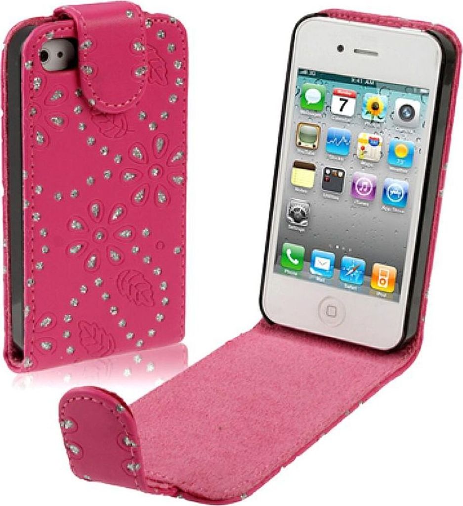 Schutzhülle Handy Case für Handy Apple iPhone 4 / 4s Strass pink