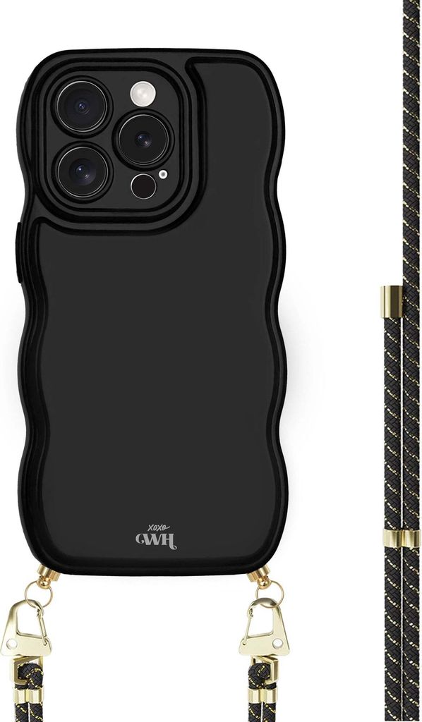 Wildhearts Glossy Wavy Cord Case Black – Gold Goddess - Für iPhone 14 Pro Max