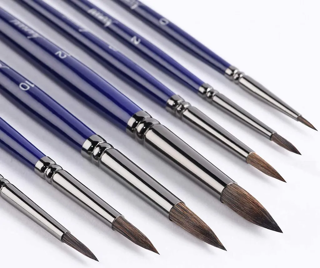 Pinceaux aquarelle en lot de 7 tailles pour beaux-arts et loisirs