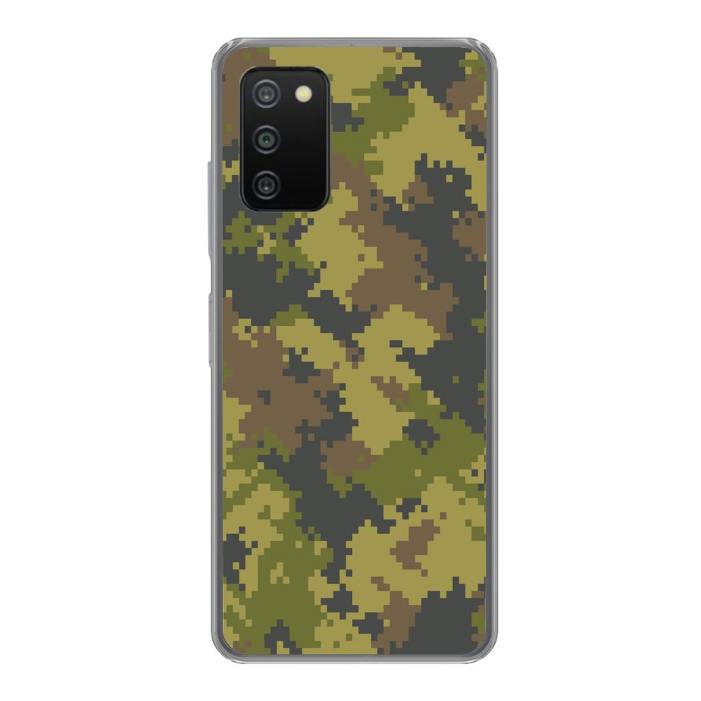 MuchoWow Handyhülle Schutzhülle Hülle für Samsung Galaxy A03s Illustriertes Tarnmuster von Pixeln Silikon Softcase Handy Hülle - Schutz