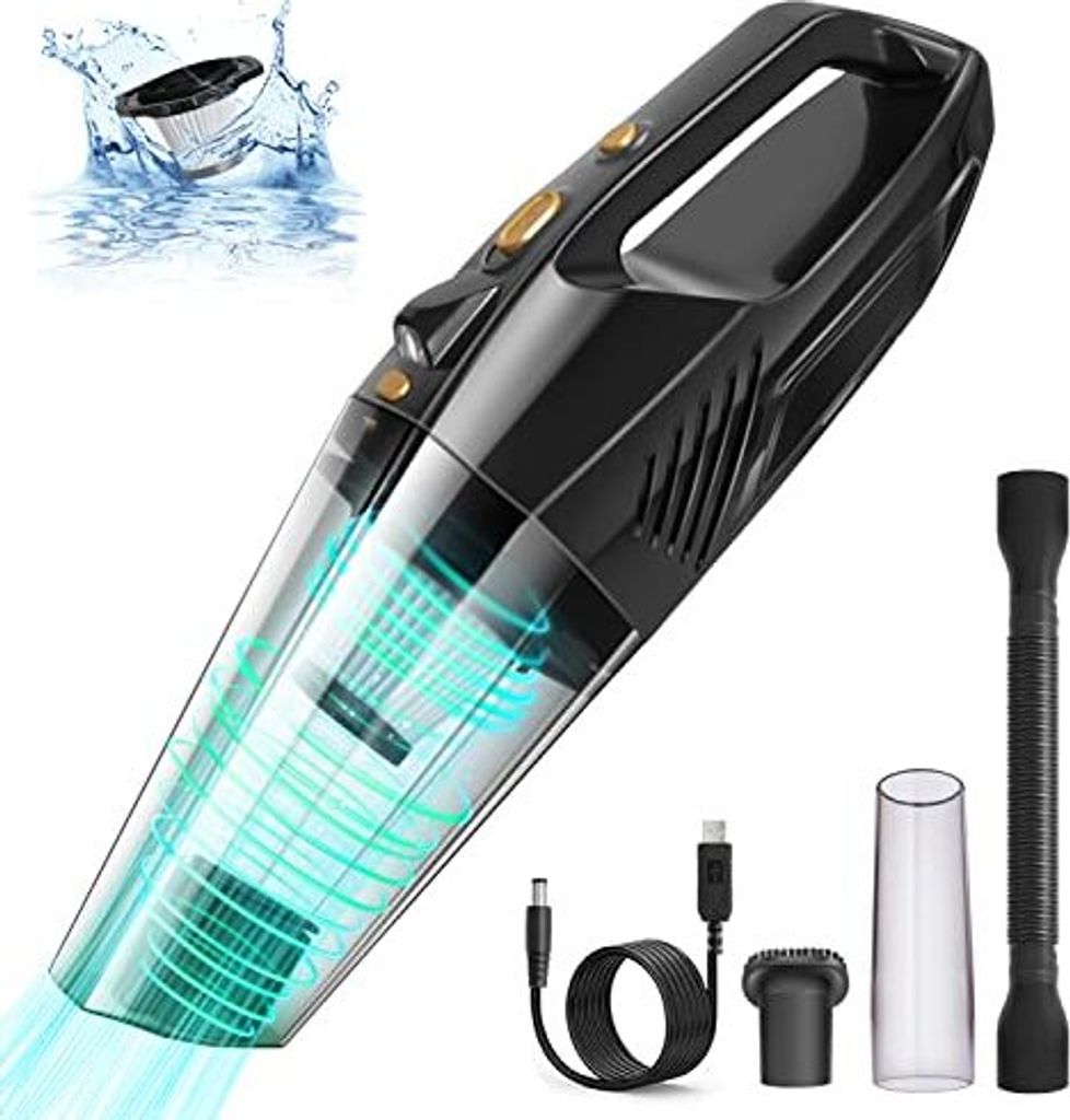 Auto Handstaubsauger Kabellos mit LED-Licht, Mini Tragbarer Staubsauger Tierhaare für Haus, Haustier und Auto, 120 W Leistungsstarker Nass Trocken