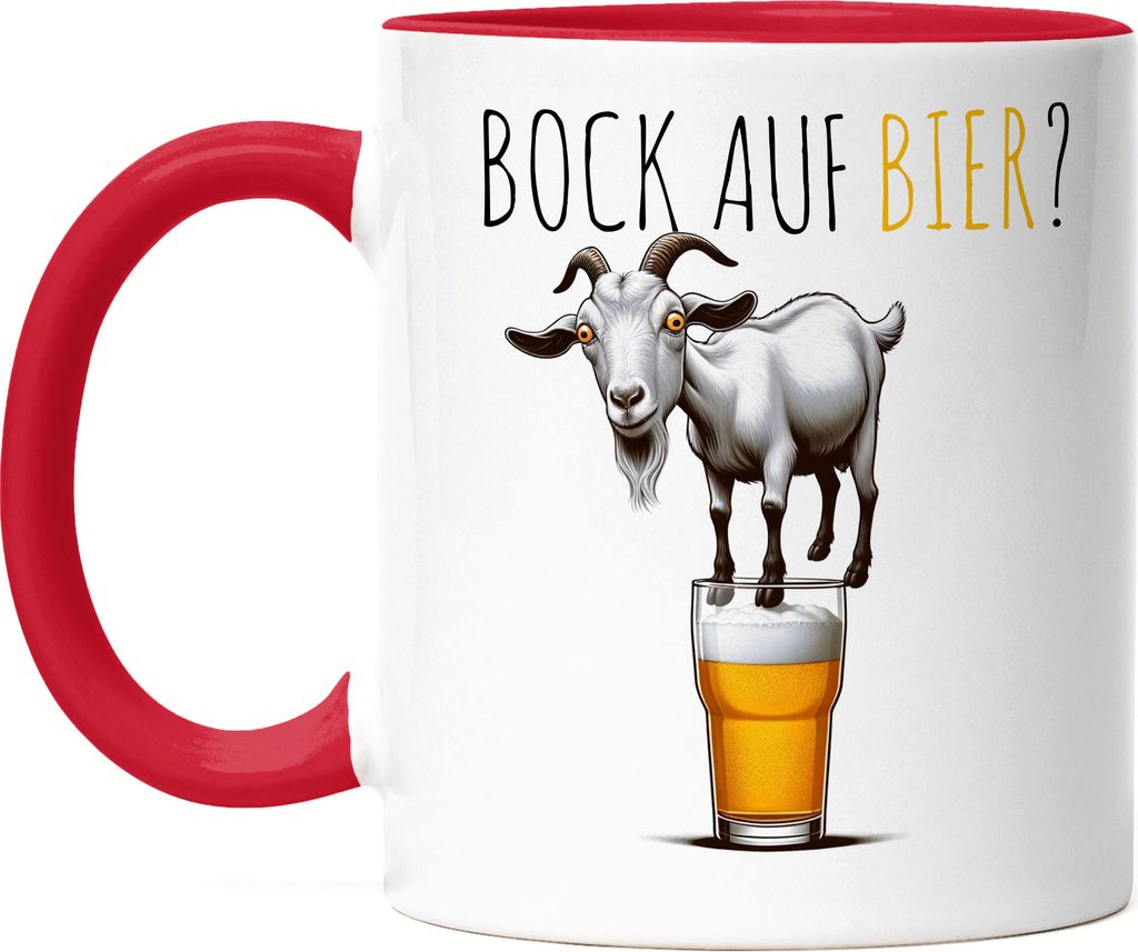 Bock auf Bier Verrückter Ziegenbock Tasse Rot - Erfrischender Spaß