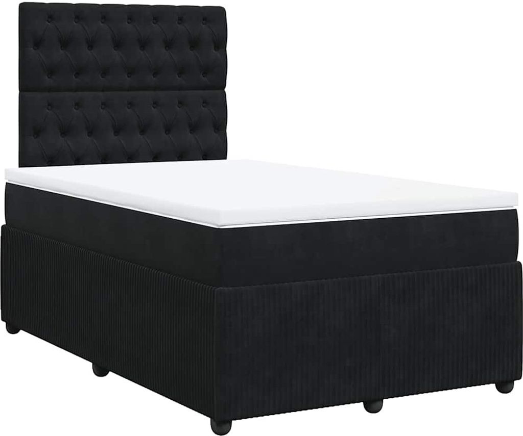 vidaXL Boxspringbett mit Matratze Schwarz 120x190 cm Samt