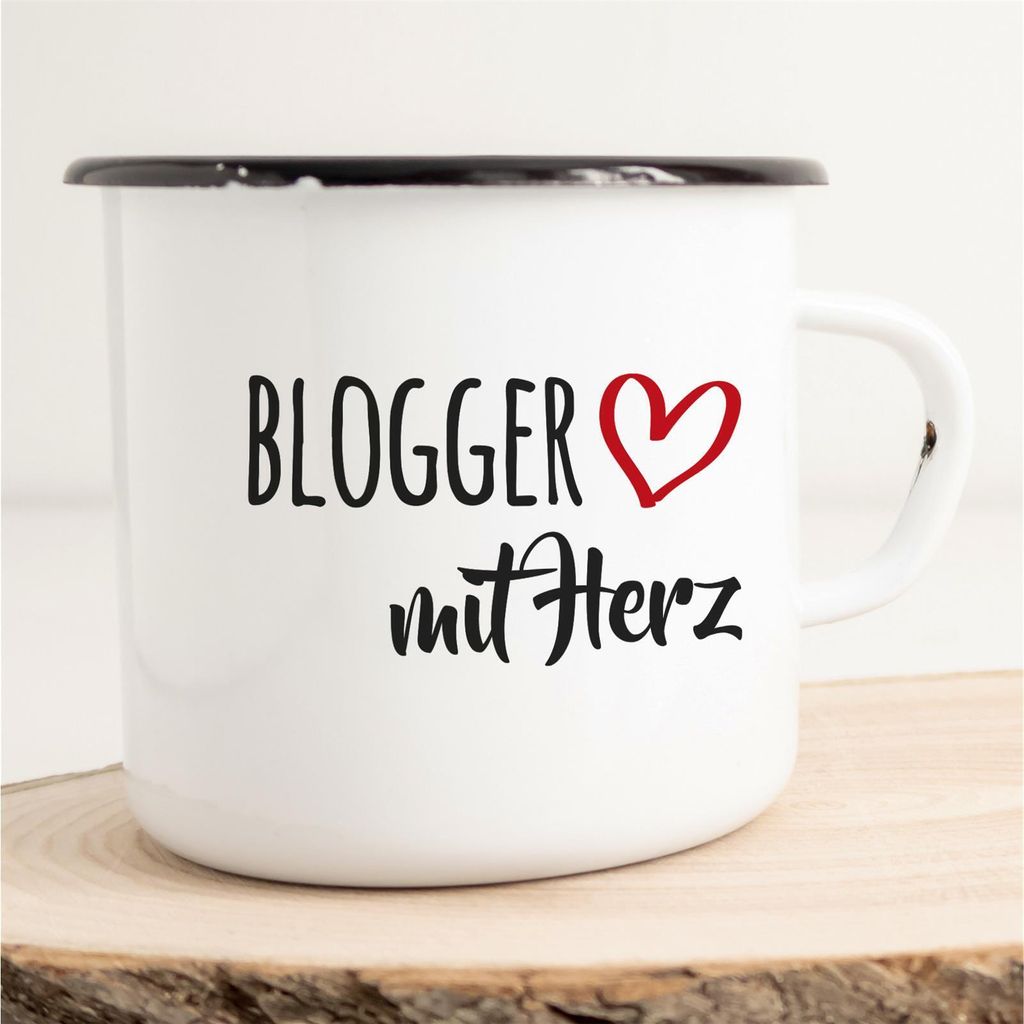 Huuraa Emaille Tasse Blogger Geschenk Kaffeebecher Vintage 300ml Blogger Präsent