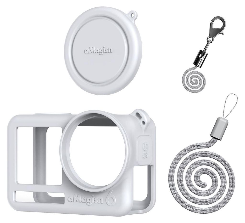 Silikon Hülle für DJI Osmo Action 6 mit Linsenschutz Kappe Schutzcover Grau