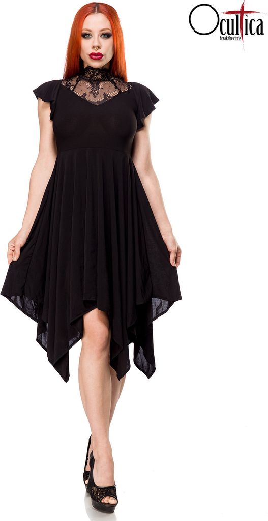 Ocultica Mittellanges Kleid Damen Gothic Kleid schwarz XL