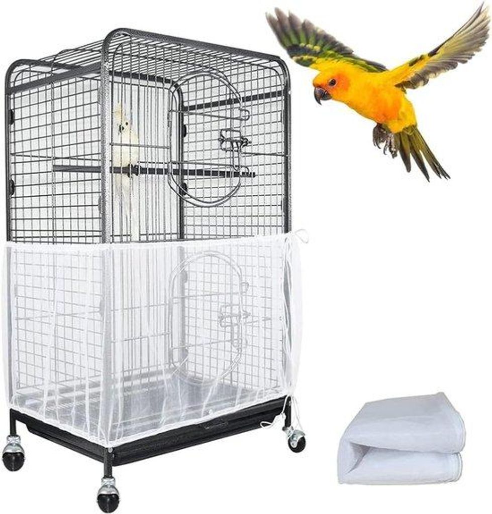 Anpassbare Polyester Vogelhaus Abdeckung Papageienkäfig Bequeme Hülle für Runden Vogelkäfig (Weiß, 300 x 40 cm, Polyester, 118 x 15,7 Zoll)