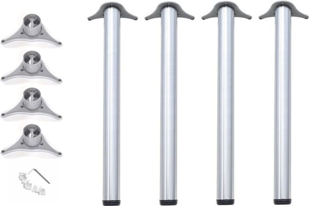 Tischbeine höhenverstellbar Edelstahl Optik 4er Set Produktbild 