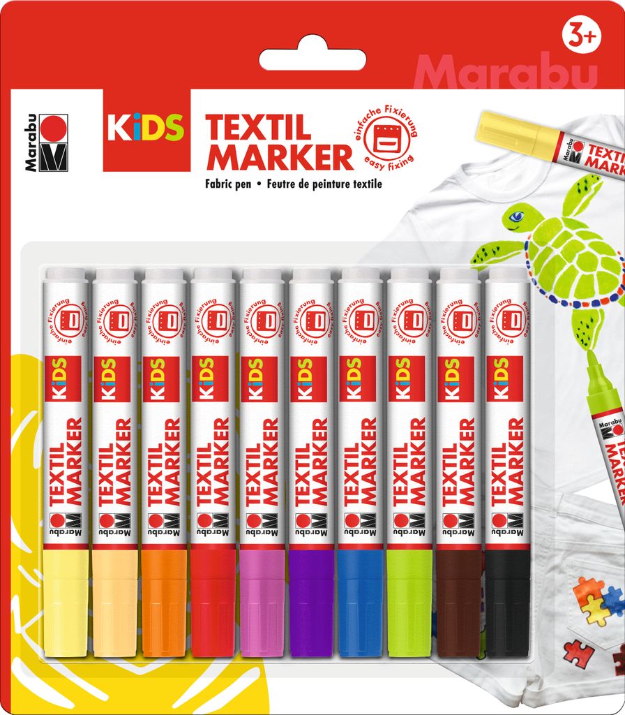 Marabu KiDS Textilmarker, 10 x 3 ml, 10er Blister Produktbild 1