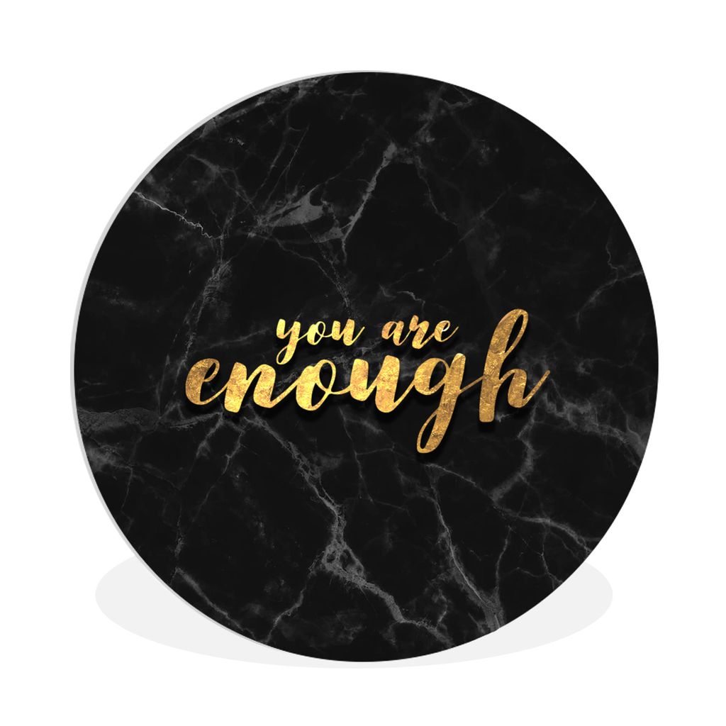 MuchoWow Rundes Wandbild - Runde Bilder Zitate - Selbstvertrauen - Gold - Marmor Ø 90 cm Kreis Wanddekoration Kunststoff - Wandkreis - Wandschmu...