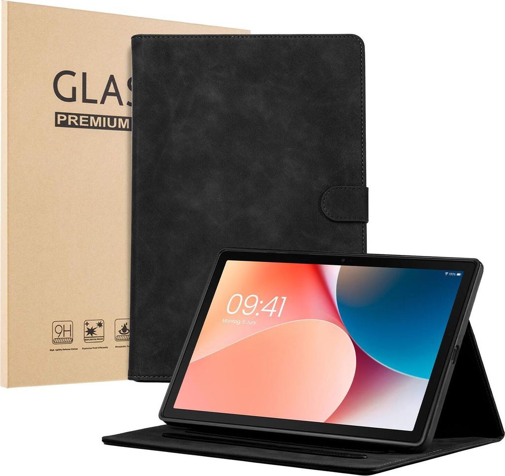 LBH Tablet Schutzhülle + 2x 9H Display Glas für Samsung Galaxy Tab A8 10.5 Zoll Cover Case Schutz Tablet Farbe: Schwarz