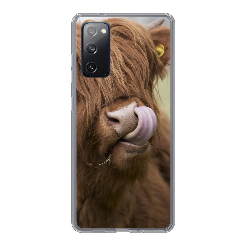 MuchoWow Handyhülle Schutzhülle Hülle für Samsung Galaxy S20 FE Schottischer Highlander - Braun - Tiere Silikon Softcase Handy Hülle - Abdec...