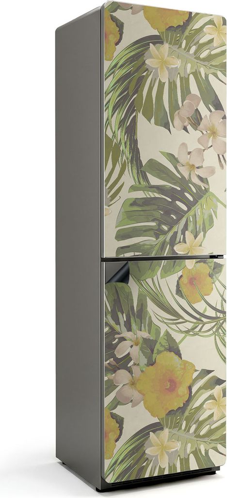 Tropisches Pflanzenmuster – Magnetische Kühlschrank Abdeckung – Dekorfolie magnetisch Küche – Kühlschrank Magnet Deko – selbstklebende M...