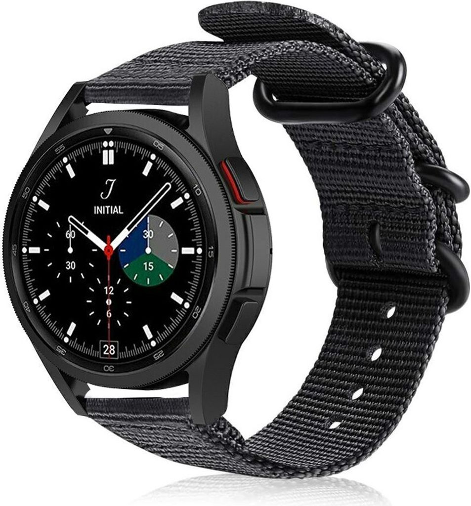 Strap-it Samsung Galaxy Watch 4 Classic 42mm Nylon-Schnallenband (Schwarz)