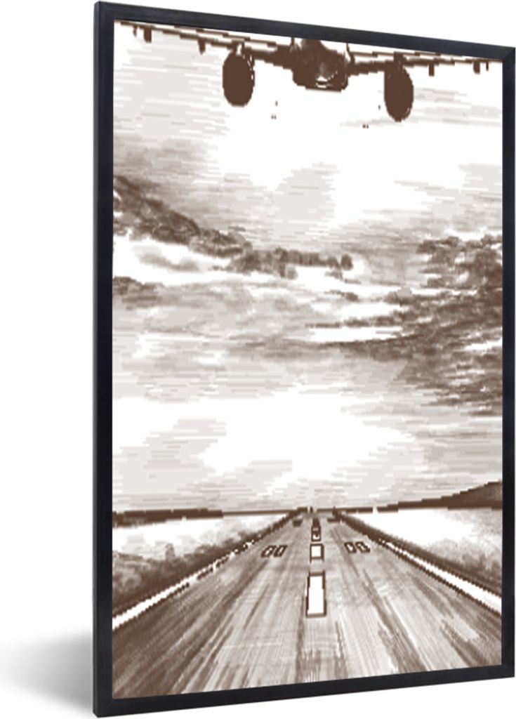 MuchoWow MuchoWow Gerahmtes Poster Flugzeug - Luft - Schwarz - Weiß 20x30 cm - Poster mit zchwarzem Bilderrahmen - Drucken - Bilder Poster im ...
