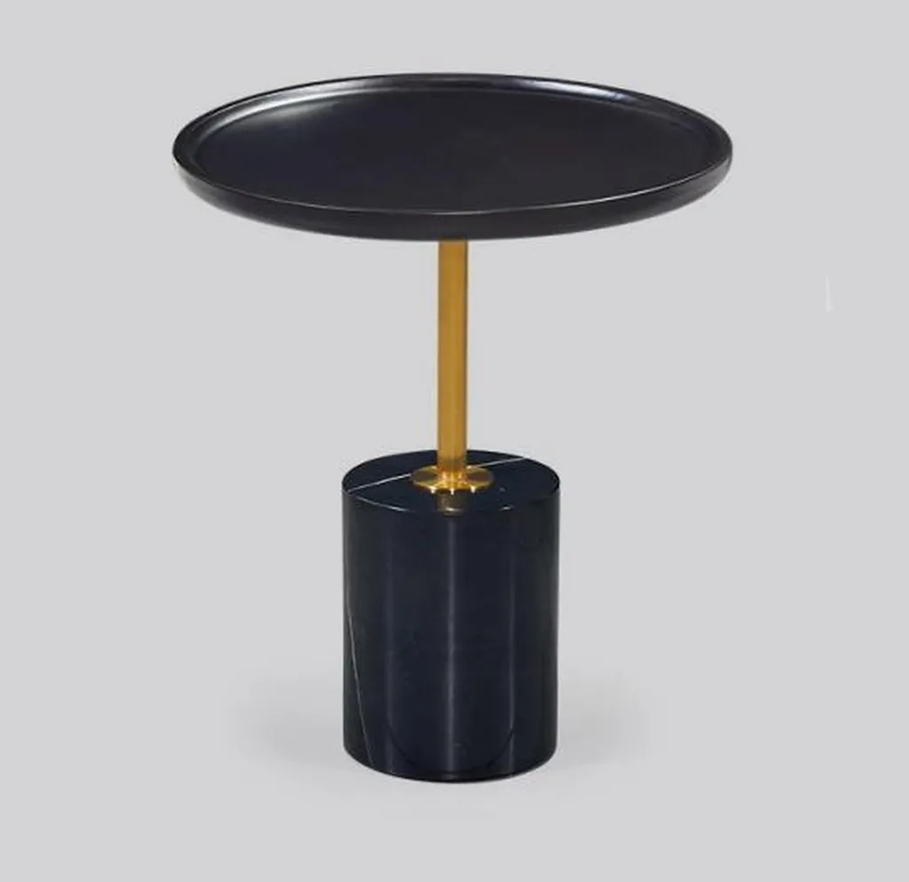 Table d'appoint ronde noire et acier inoxydable - Modèle Design AX-20