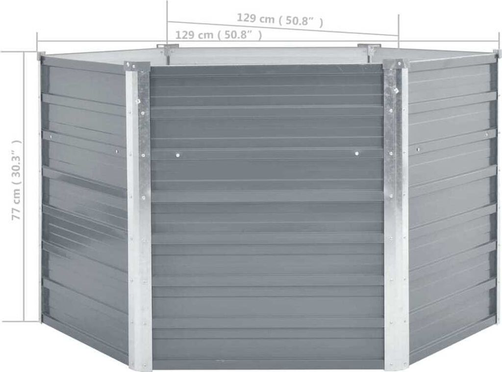 vidaXL Garten-Hochbeet Verzinkter Stahl 129x129x77 cm Grau Produktbild 5