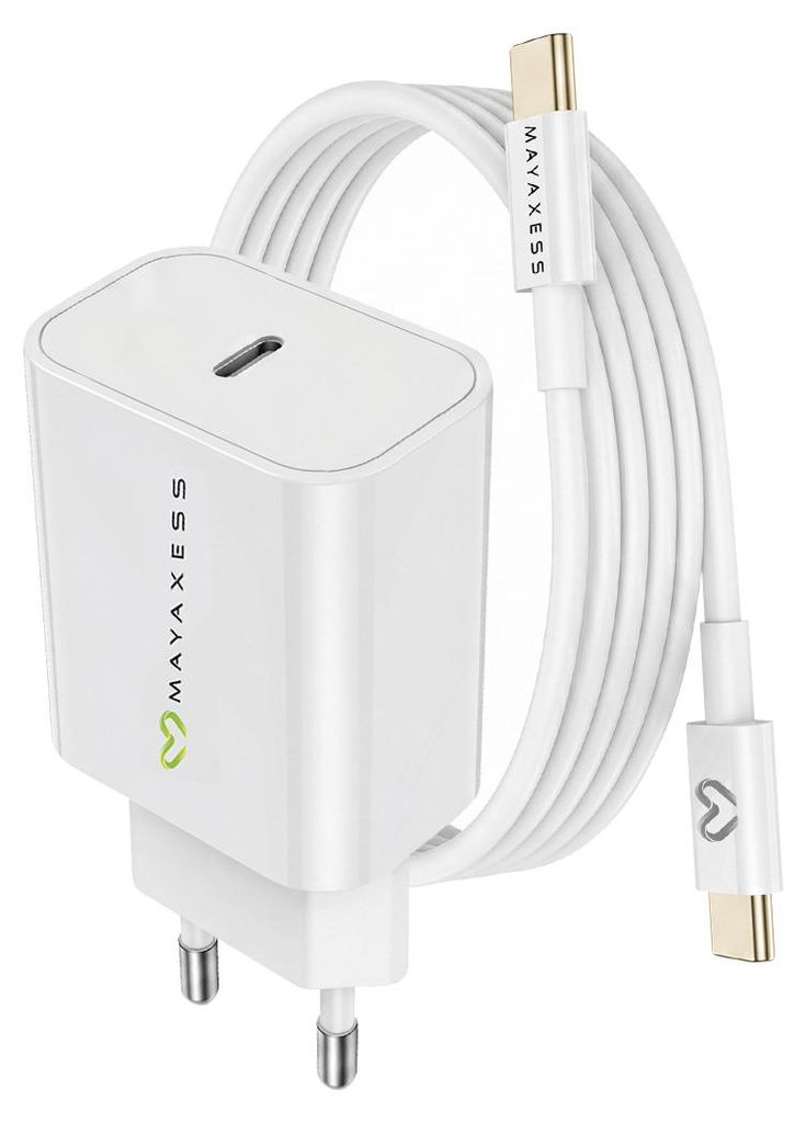 Mayaxess, 20W Netzteil für Galaxy S24 Ultra + USB-C Kabel 1m, Weiß