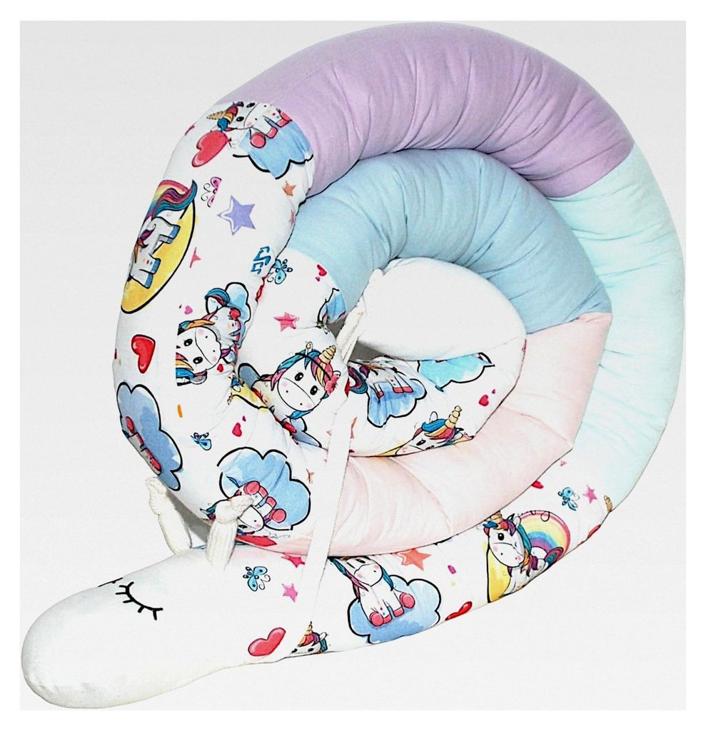 Bettschlange/Bettschnecke XXL (Motiv Einhorn 1) Länge 250cm - personalisierbar Seitenschläferkissen