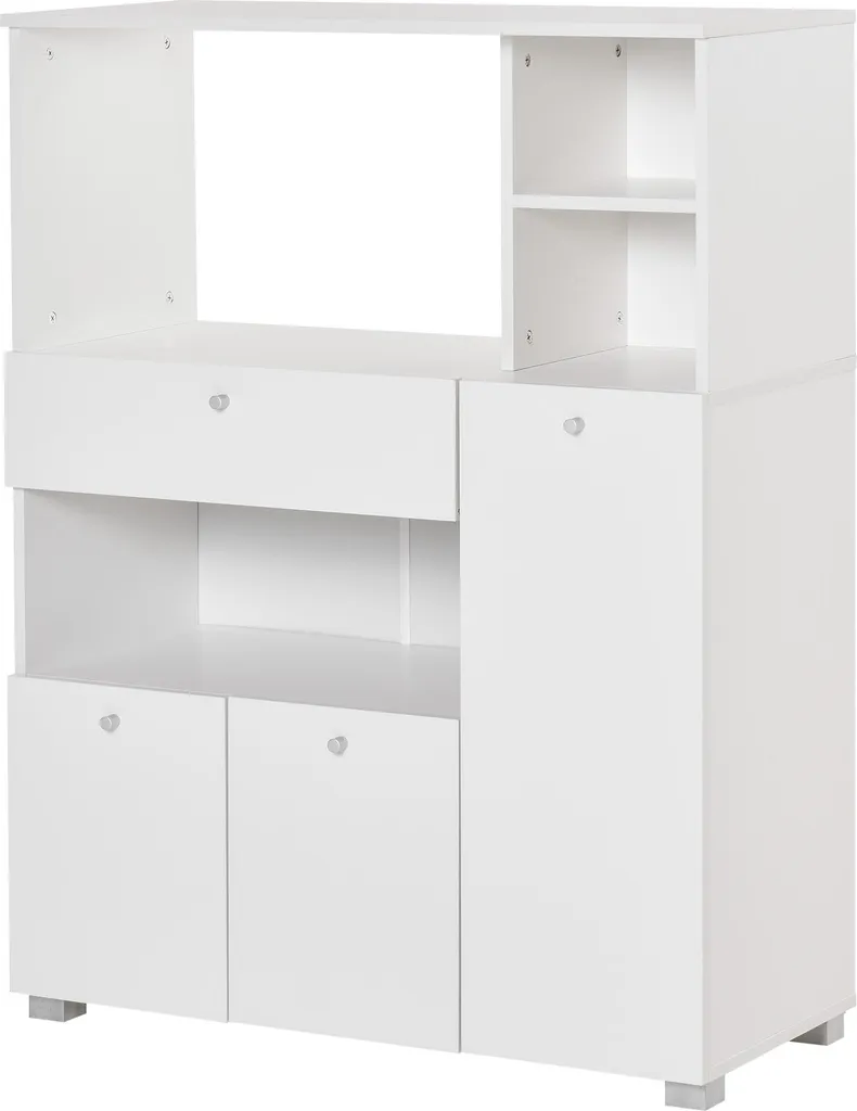 Armoire de Cuisine Blanche 120cm de Haut avec Large Plan pour Micro-onde