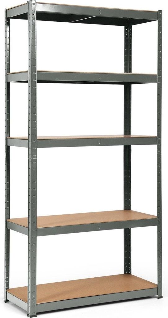 5 Ebenen Lagerregal platzsparendes Schwerlastregal Steckregal Metallregal Werkstattregal-Grau