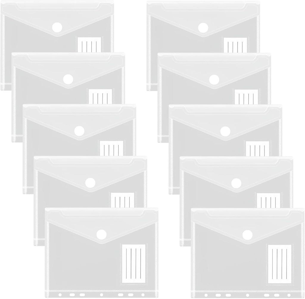 Set mit 10 Dokumentenmappen im Format A4/A5, geeignet zur Archivierung, wasserdicht, mit 7/11 Perforationen an den Rändern, Klettverschluss, Etike...