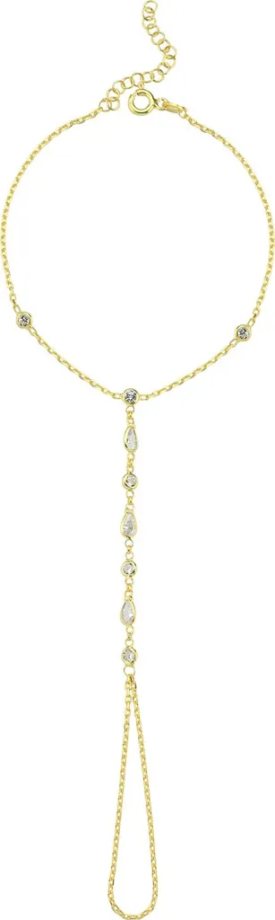 Bracelet Şahmeran ajustable argent et goutte de zircon blanc éclatant