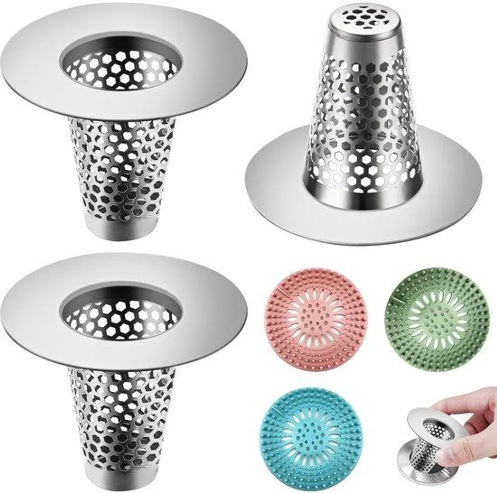 Attrape-cheveux douche en silicone noir - Crépine pour évacuation (x3)