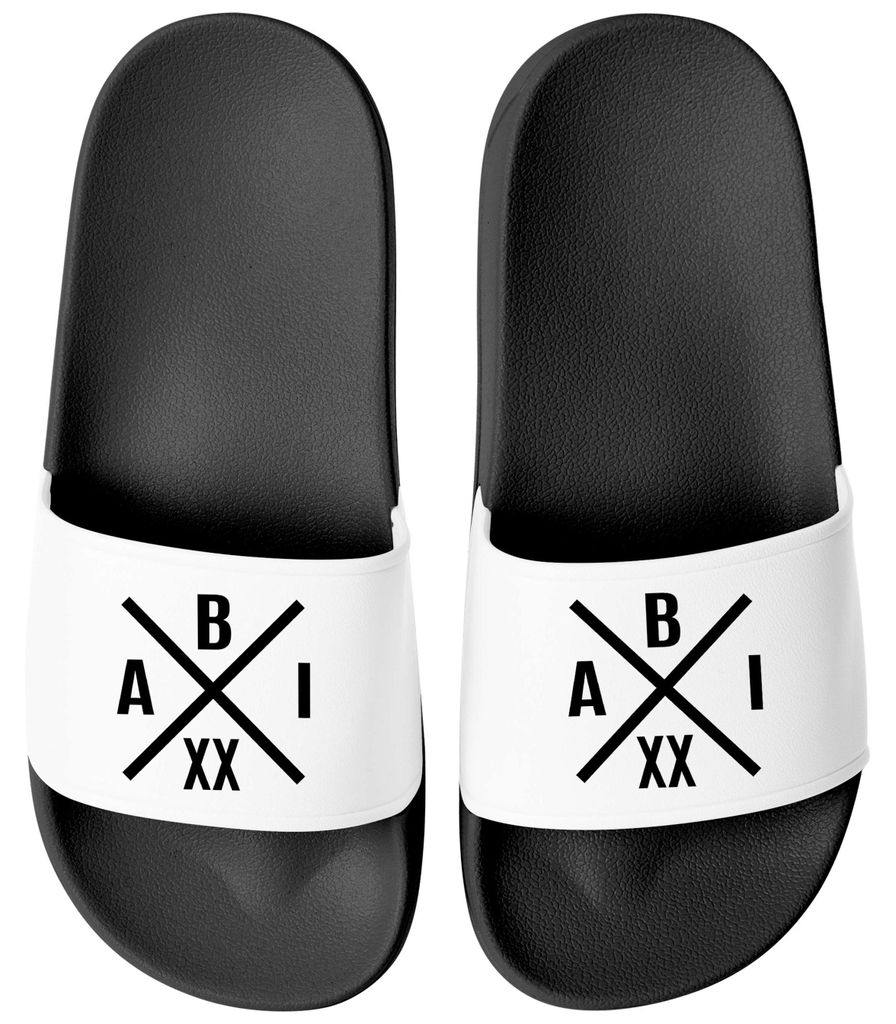 Badeschlappen Herren Abiletten {style_variation_string} - Geschenk Abitur - Aufdruck Uni Badelatschen Moonworks