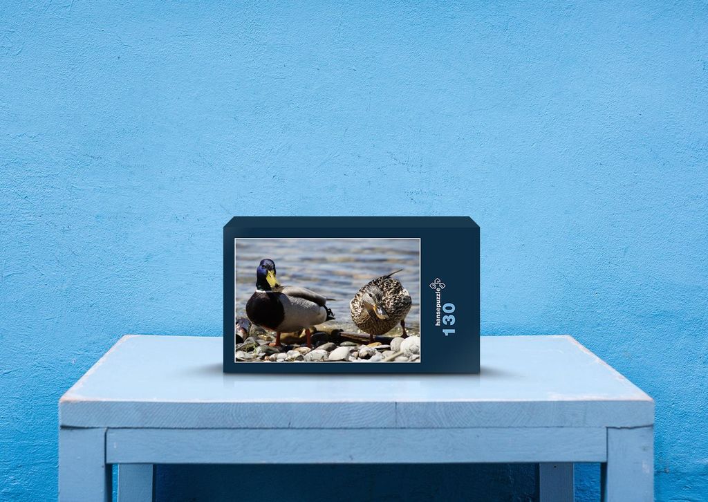 hansepuzzle 22384 - Enten-Paar Puzzle, 130 Teile, Tierwelt, 28,7 x 20,0cm mit hochwertiger Aufbewahrung, Kartonbox und wiederverschließbarem Beutel