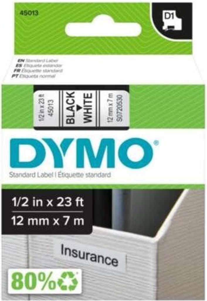 DYMO D1 Standard 12 mm x 7 m, scatola, 19 mm, 65 mm Immagine del prodotto 