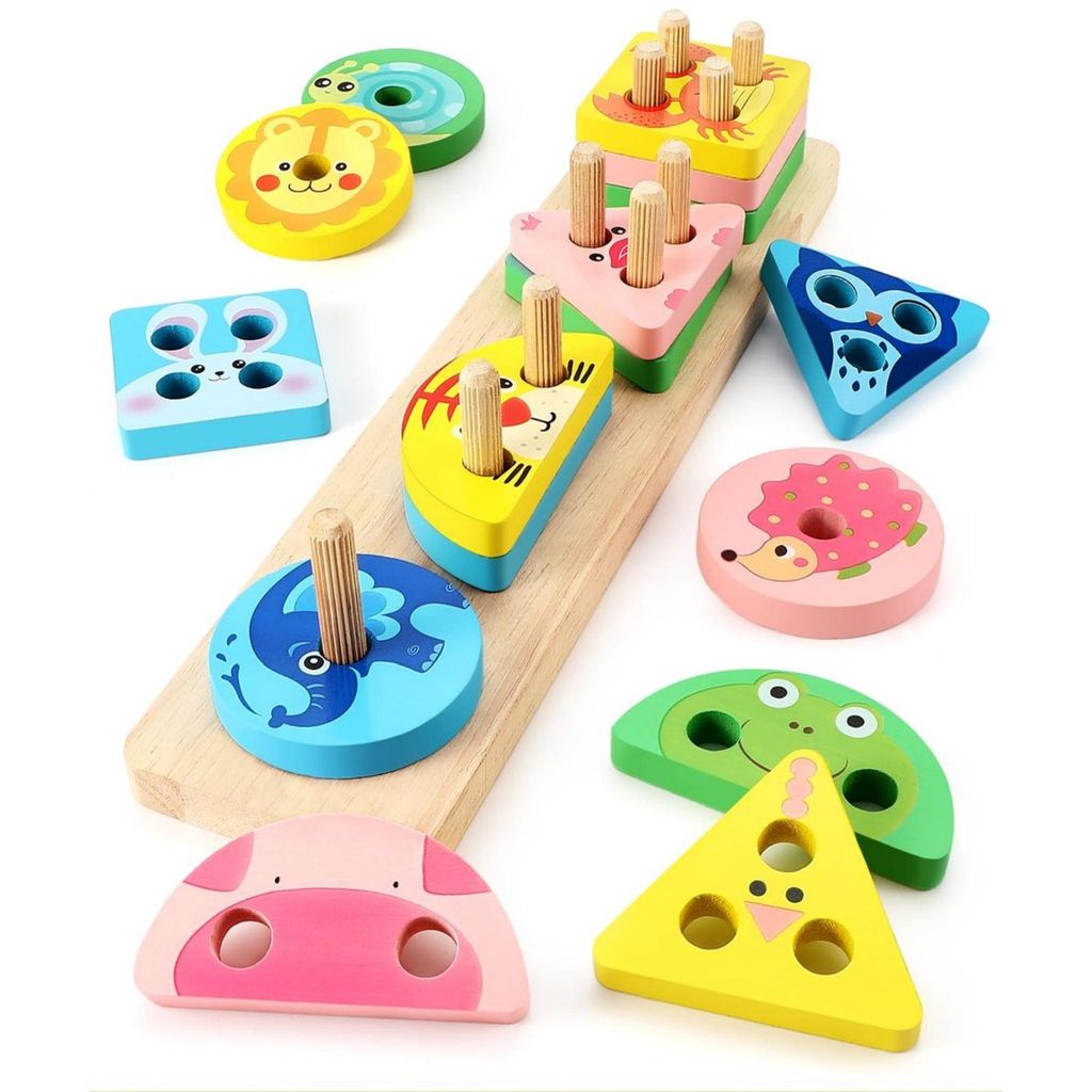 Montessori Holz Steckspiel Lernspielzeug Sortier- & Produktbild 