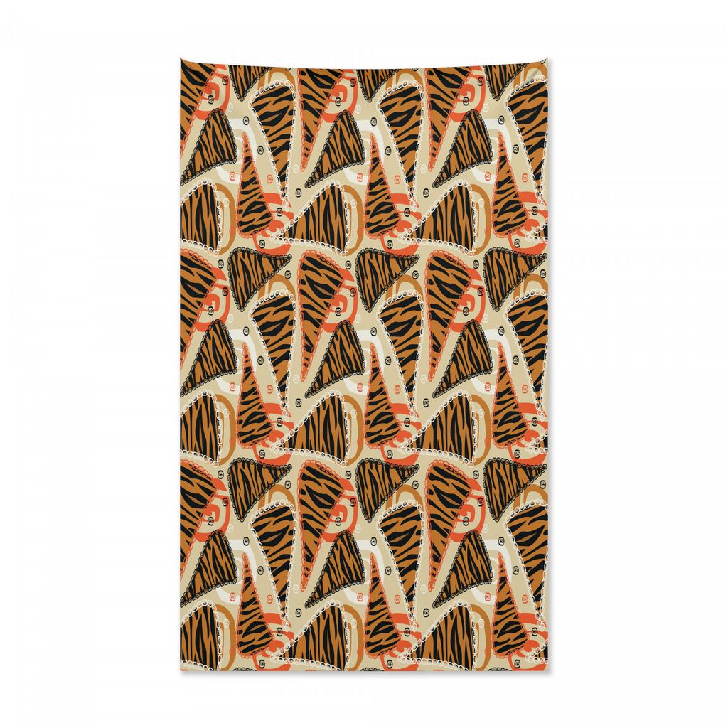 Abakuhaus afrikanisch Wandteppich und Tagesdecke, Tiger Haut Dreiecke aus Weiches Mikrofaser Stoff Kein Verblassen Klare Farben Waschbar, 140 x 230...
