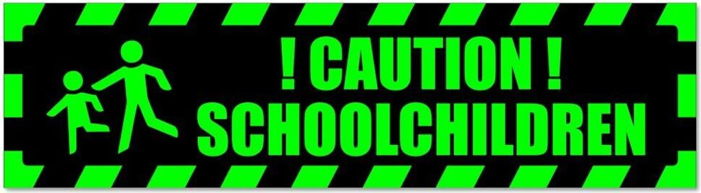 Kiwistar - Autoaufkleber - Grün - Schwarz - 45 x 12 cm - Caution schoolchildren gestreift - Hinweis Aufkleber Sticker für Auto, Kfz, Fahrrad, PKW...
