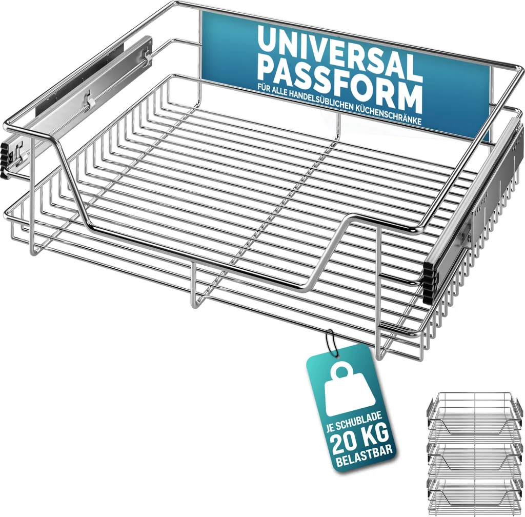 OFFERTA CASARIA 3x Cestelli Estraibili 60cm | Portata 20kg Metallo