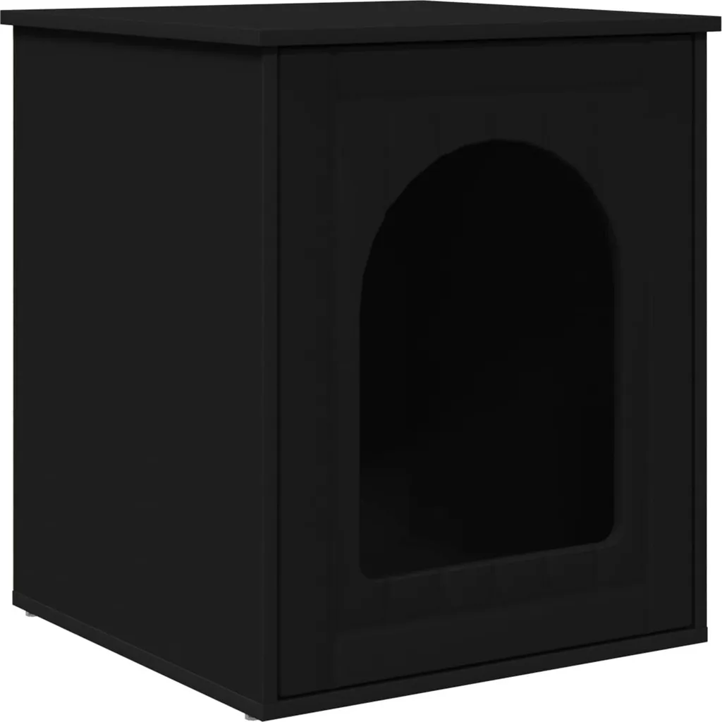 vidaXL Casetta per Gatti Nera 53x52x62 cm | Cuccia Interno Design Legno - 1