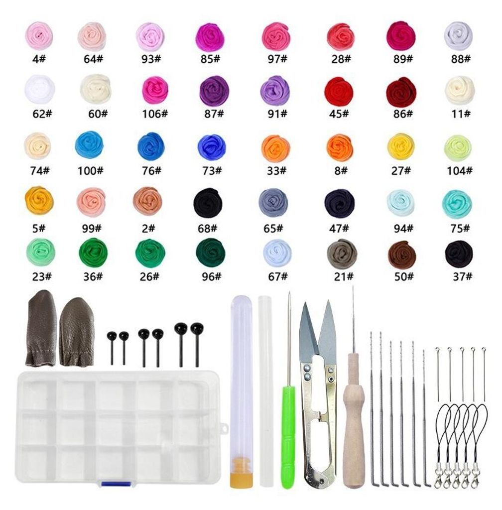 40 Farben Nadelfilz Set, 72 Stück Filzwolle Nadelfilzen Produktbild 