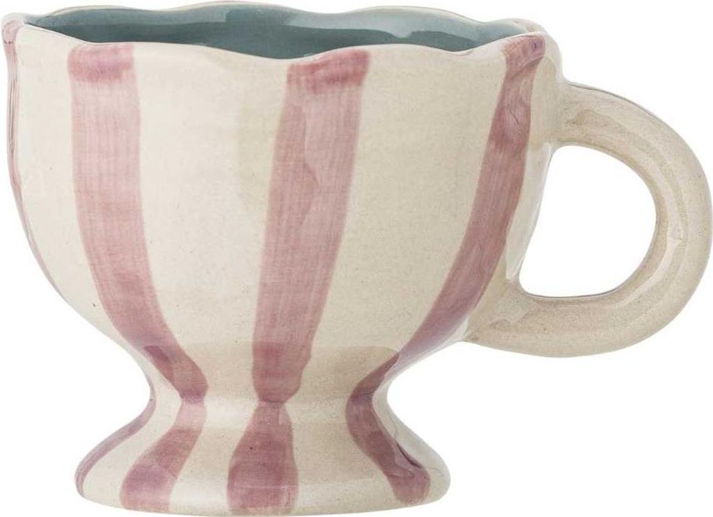 Bloomingville Tasse Willa Rosa Weiß Streifen mit Henkel Becher 215 ml Keramik