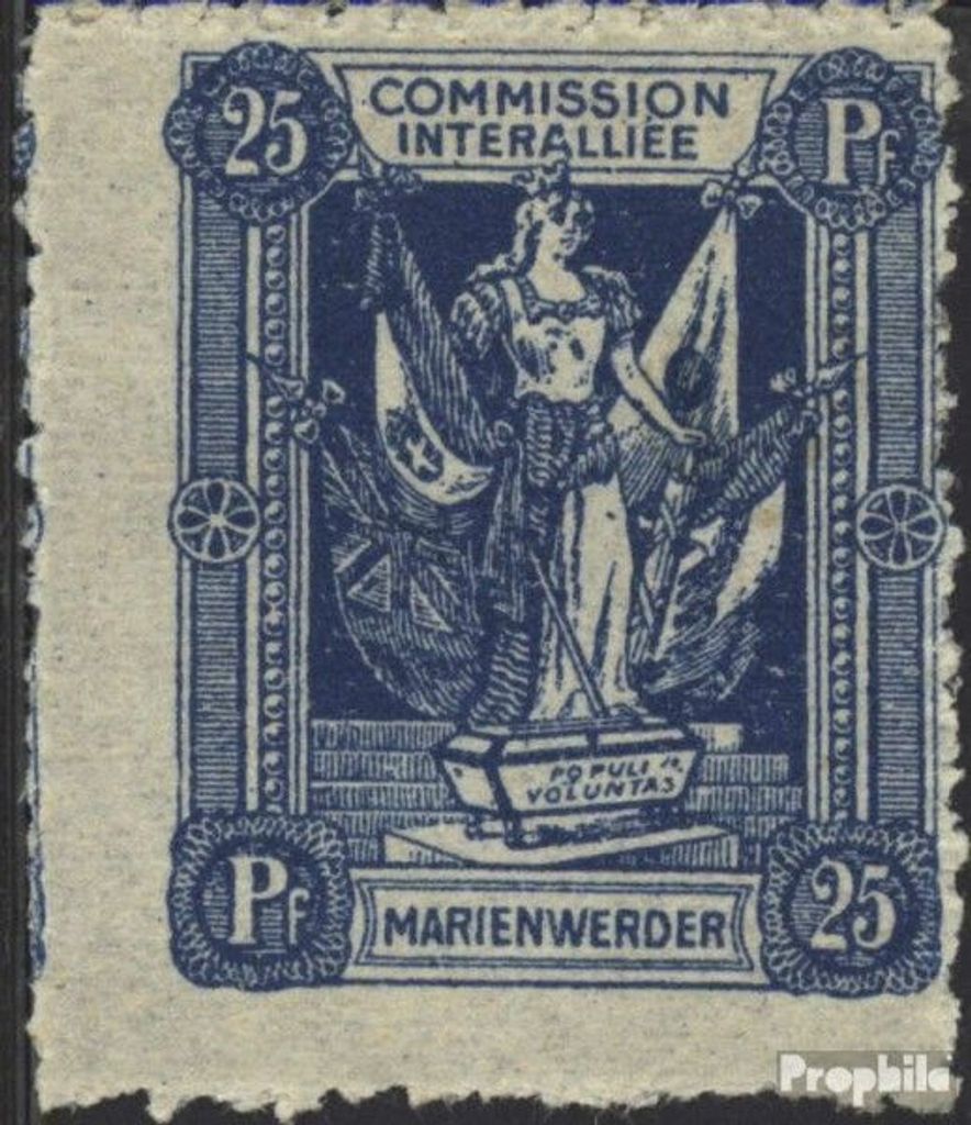 Briefmarken Marienwerder 1920 Mi 5x A Nadelzähnung mit Falz Frau mit Fahnen