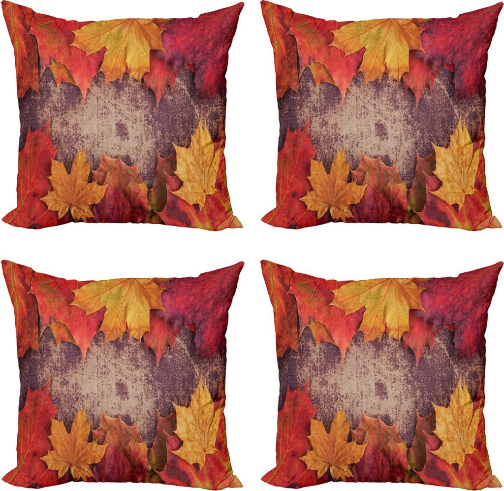 ABAKUHAUS Fallen Kissenbezug Set (4 Stück), Bunch of Autumn Leaves Holz, Moderner Doppelseitiger Digitaldruck, 60 cm x 60 cm, Mehrfarbig