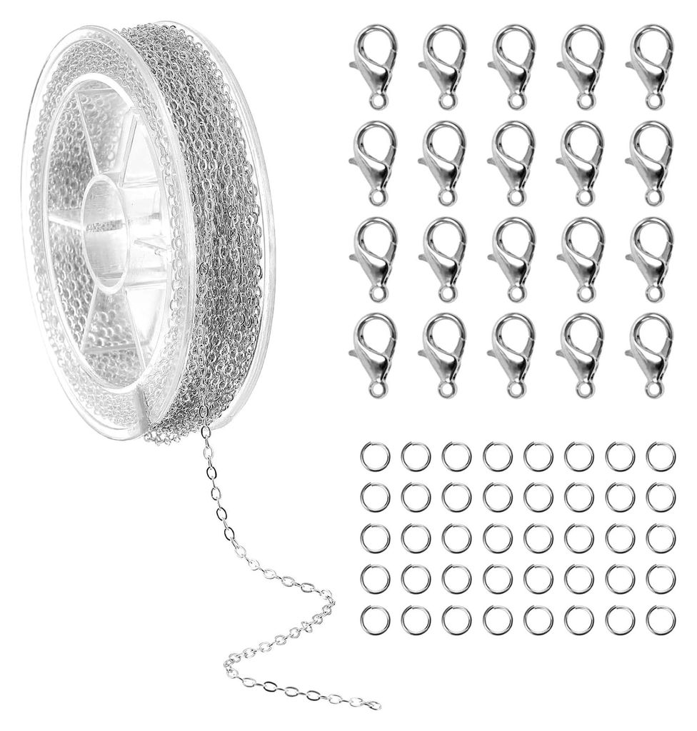 10m Gliederkette aus Silber für Schmuckherstellung mit Zubehör