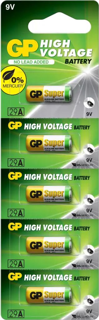 Alkalibatterie GP 9 V, 5 Stk. im Blister, Der Preis gilt fr 1 Batterie, A29, A32, A25