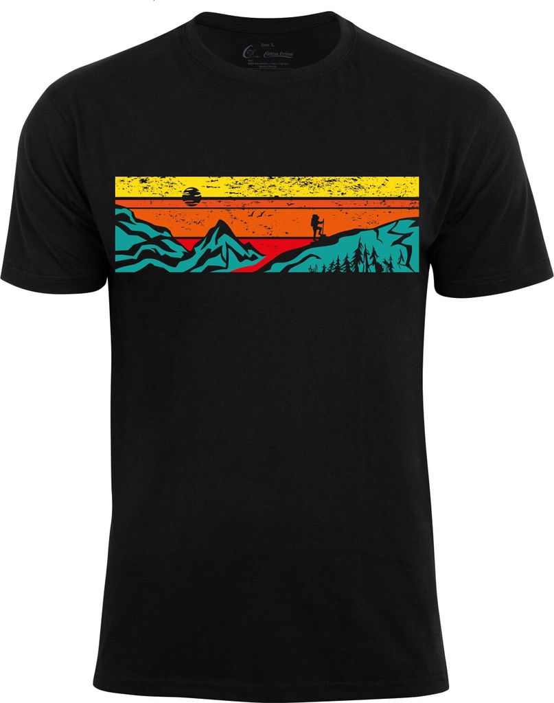Cotton Prime T-Shirt mit Bergen Lets Hiking M schwarz