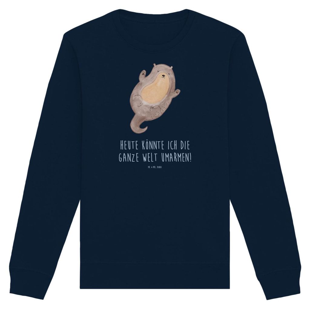 Mr. & Mrs. Panda Bio Pullover Otter Umarmen Größe XL - French Navy - Geschenk, Baumwoll, glücklich, gut Gelaunt, Pulli, Optimistisch, Sweatshirt...