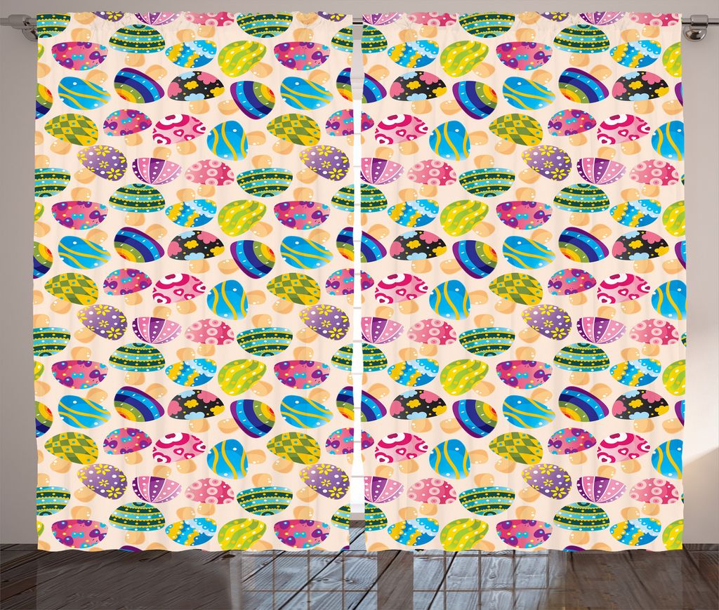 ABAKUHAUS Bunt Rustikaler Vorhang, Doodle Pilz Fee, Wohnzimmer Universalband Gardinen mit Schlaufen und Haken, 280 x 225 cm, Mehrfarbig