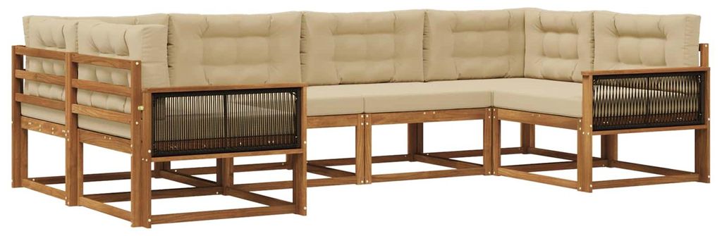 “2026 Modern“ Braun Outdoor-Sofagarnitur mit Kissen 6 pcs Natur und Beige - Designermöbel 81104 - Gartensofas