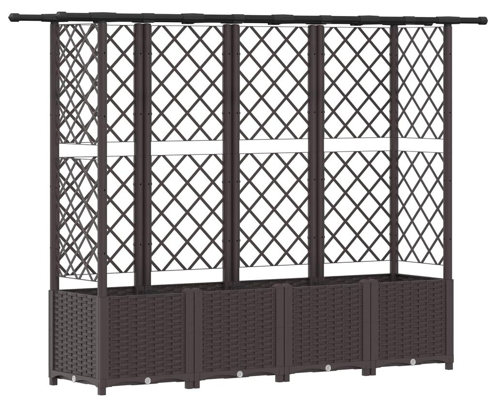 vidaXL Hochbeet mit Rankgitter und Dach Braun 202 x 40 x 136 cm PP
